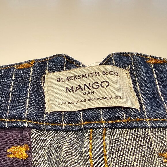 Mango Men's Pin Striped Jeans Size 34 - Picture 2 of 4